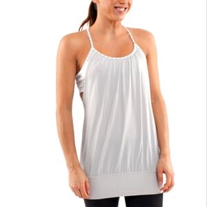 LULULEMON No Limits Tank Top Silver Spoon/White/Striped Grey